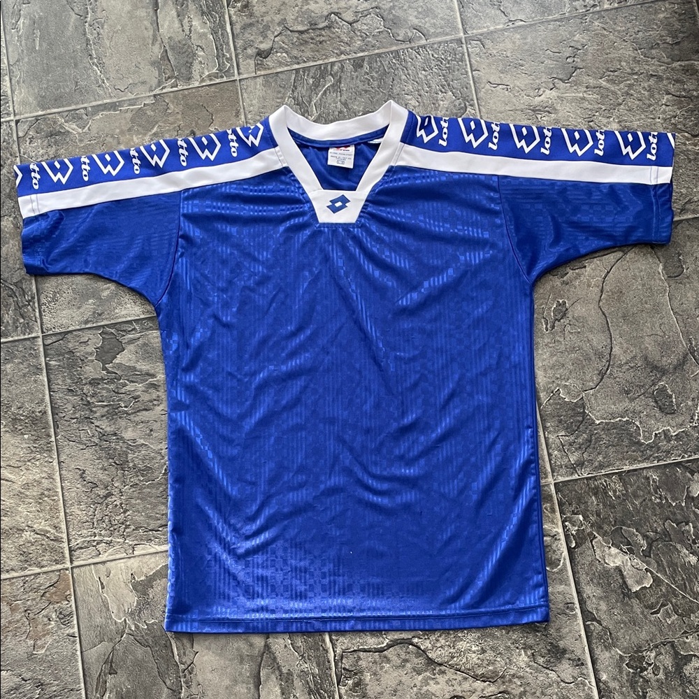 LOTTO Retro Royal Blue Teen Soccer Jersey with Classic Sporty White Accents